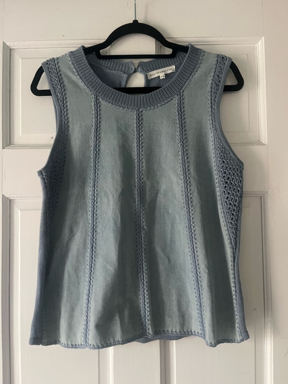 Melissa Nepton Powder Blue Knit Tank with Textured Stitching